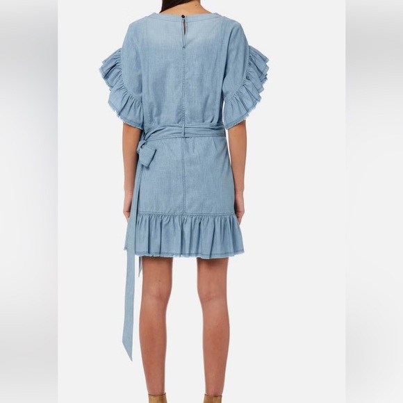 Isabel Etoile Marant Cotton Wrap Mini Dress in Blue. Size 38 - Picture 2 of 10